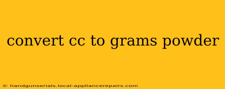 convert cc to grams powder