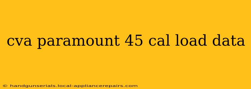 cva paramount 45 cal load data