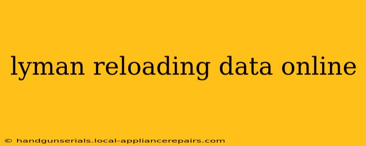 lyman reloading data online